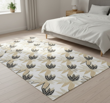 Covor vinil dormitor frunze maro stil nordic - TenStickers