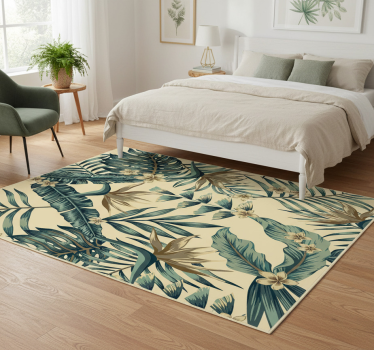Covor vinil dormitor frunze tropicale - TenStickers