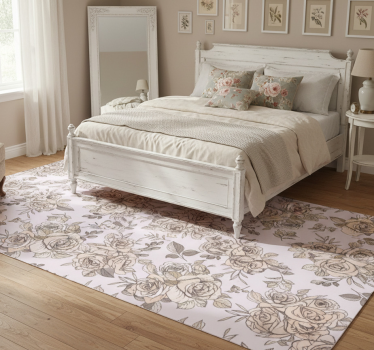 Covor vinil dormitor fundal trandafiri shabby chic - TenStickers
