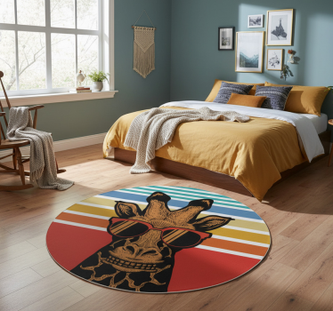 Covor vinil dormitor girafă hipster - TenStickers