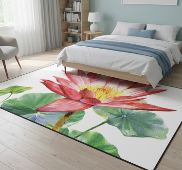 Covor vinil dormitor iluzie acuarelă lotus - TenStickers