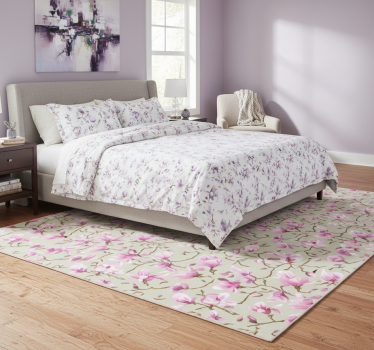 Covor vinil dormitor magnolie purpurie frumoasă - TenStickers