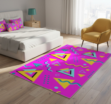 Covor vinil dormitor memphis retro 80 forme geometrice - TenStickers