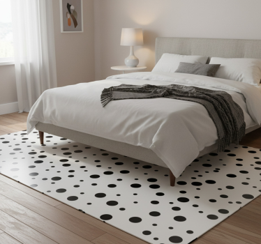 Covor vinil dormitor model buline alb-negru - TenStickers
