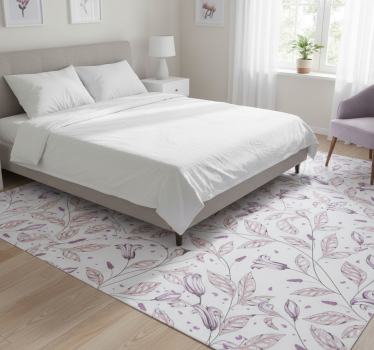 Covor vinil dormitor model elegant cu lalele mov - TenStickers