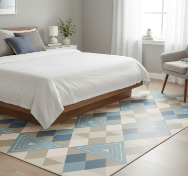 Covor vinil dormitor model geometric albastru nordic - TenStickers
