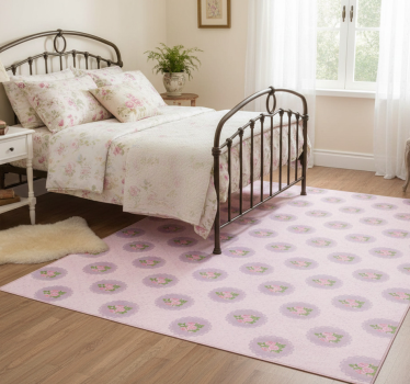 Covor vinil dormitor model pătrat roz shabby chic - TenStickers