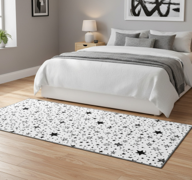 Covor vinil dormitor model stele negre pe fundal alb - TenStickers
