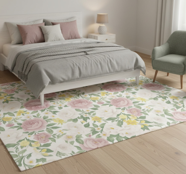 Covor vinil dormitor motif botanic misterios fumuriu - TenStickers