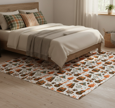 Covor vinil dormitor muntele urs foc de lemn - TenStickers