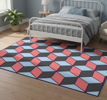 Covor vinil dormitor pătrate geometrice 3d - TenStickers