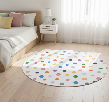 Covor vinil dormitor puncte colorate pe alb - TenStickers