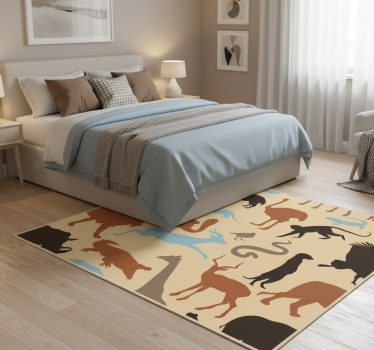Covor vinil dormitor siluete animale safari - TenStickers