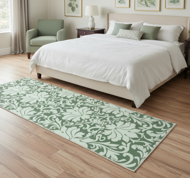 Covor vinil dormitor verde smarald ornamental - TenStickers
