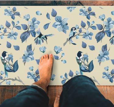 Covor vinil flori și plante accente florale albastre - TenStickers