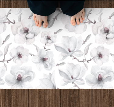 Covor vinil flori și plante conceptul de gri pal - TenStickers