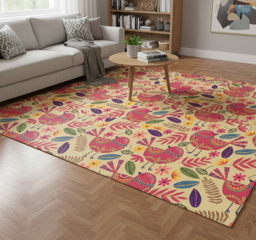 Covor vinil flori și plante cu păsări colorate - TenStickers