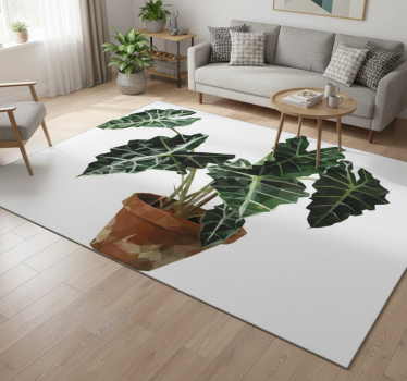 Covor vinil flori și plante ghiveci geometric - TenStickers