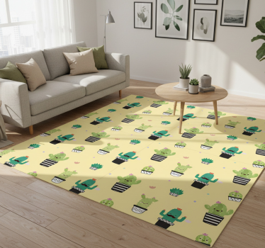 Covor vinil flori și plante model cactus - TenStickers