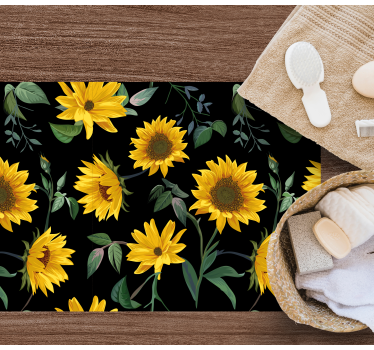 Covor vinil flori și plante model floral de floarea-soarelui - TenStickers
