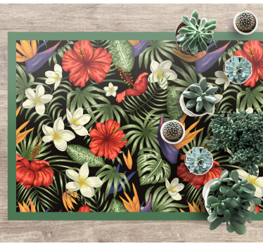 Covor vinil flori și plante model tropical colorat - TenStickers