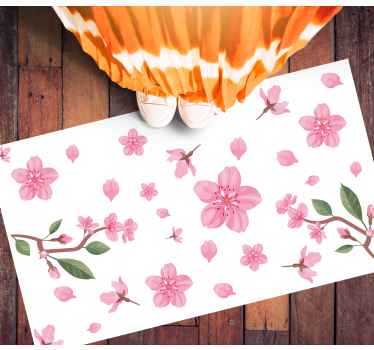 Covor vinil flori și plante motiv de floare roz - TenStickers