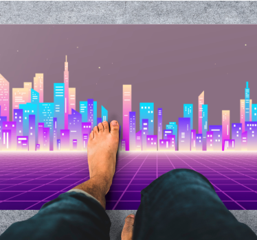 Covor vinil modern orizont peisaj urban neon - TenStickers