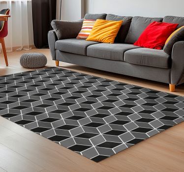 Covor vinil negru cub 3d modern - TenStickers