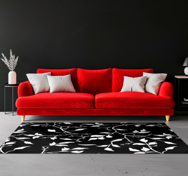 Covor vinil negru model floral modern - TenStickers