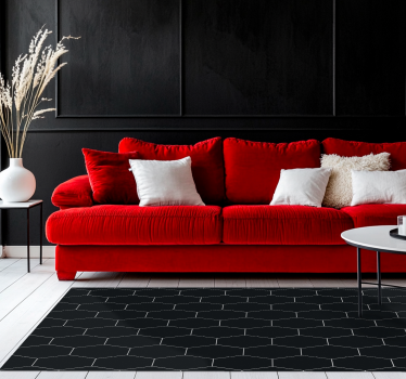 Covor vinil negru mozaic hexagonal - TenStickers