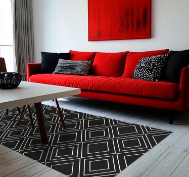 Covor vinil negru proiectarea liniilor geometrice - TenStickers