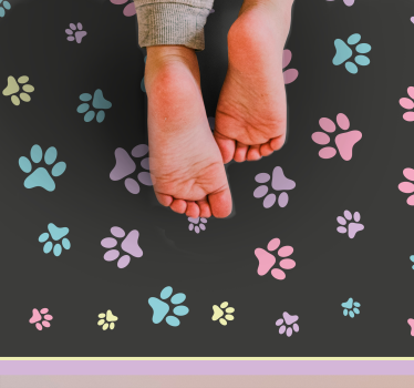 Covor vinil print animalier amprente colorate ale labelor - TenStickers