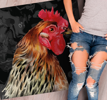 Covor vinil print animalier cap de cocoș colorat - TenStickers