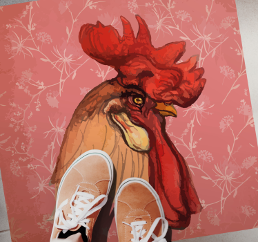 Covor vinil print animalier cu motive florale de cocoș - TenStickers