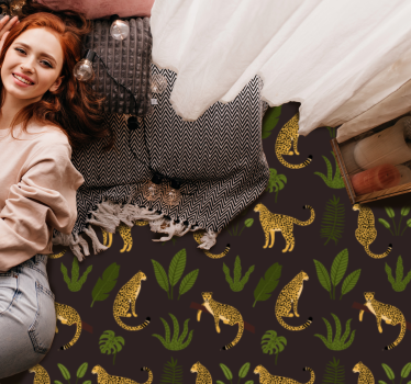 Covor vinil print animalier model de frunze de leopard - TenStickers