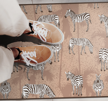Covor vinil print animalier model de turmă de zebre - TenStickers