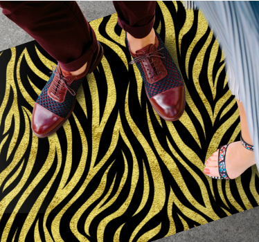 Covor vinil print animalier model de zebră aurie - TenStickers