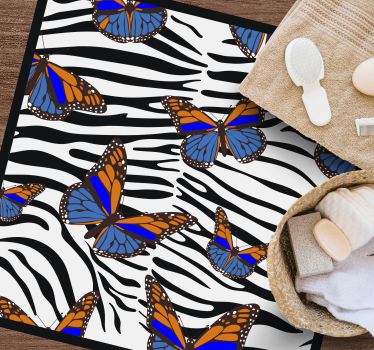 Covor vinil print animalier model de zebră fluture - TenStickers