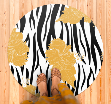 Covor vinil print animalier motiv floral zebră - TenStickers