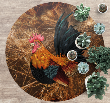 Covor vinil print animalier reprezentare cocoș colorat - TenStickers