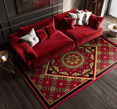 Covor vinil roșu design clasic ornamental - TenStickers
