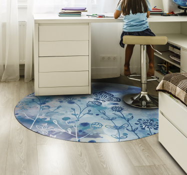 Covor vinil rotund dormitor fluturi albastru - TenStickers