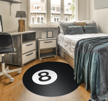 Covor vinil rotunde minge de biliard numărul 8 - TenStickers