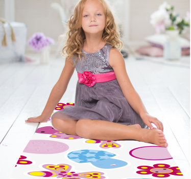Desen animat flori copii vinil covor - TenStickers