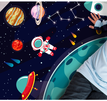Desen animat jumătate planetă cu covor stea diferite planete - TenStickers