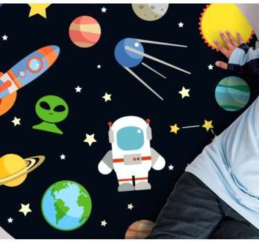 Desene animate diferite spațiale simboluri covor stea - TenStickers
