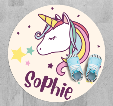 Design de fundal unicorn cu covor de vinil personalizat cu nume - TenStickers
