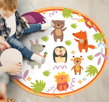 Drăguț desen animat grădina zoologică animale covor animal - TenStickers