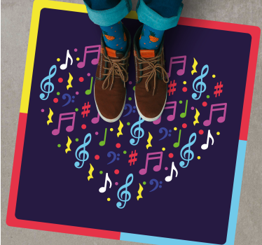 Fundal inimii note muzicale colorate covor pătrat - TenStickers