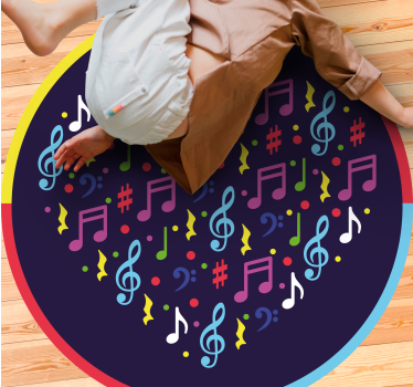 Fundalul inimii note muzicale colorate mat circular - TenStickers